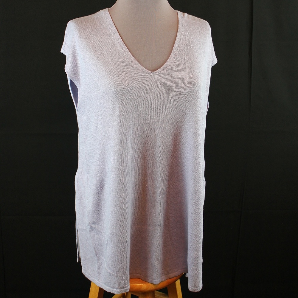 J. Jill Purple Sleeveless Top L V-Neck Linen Blend